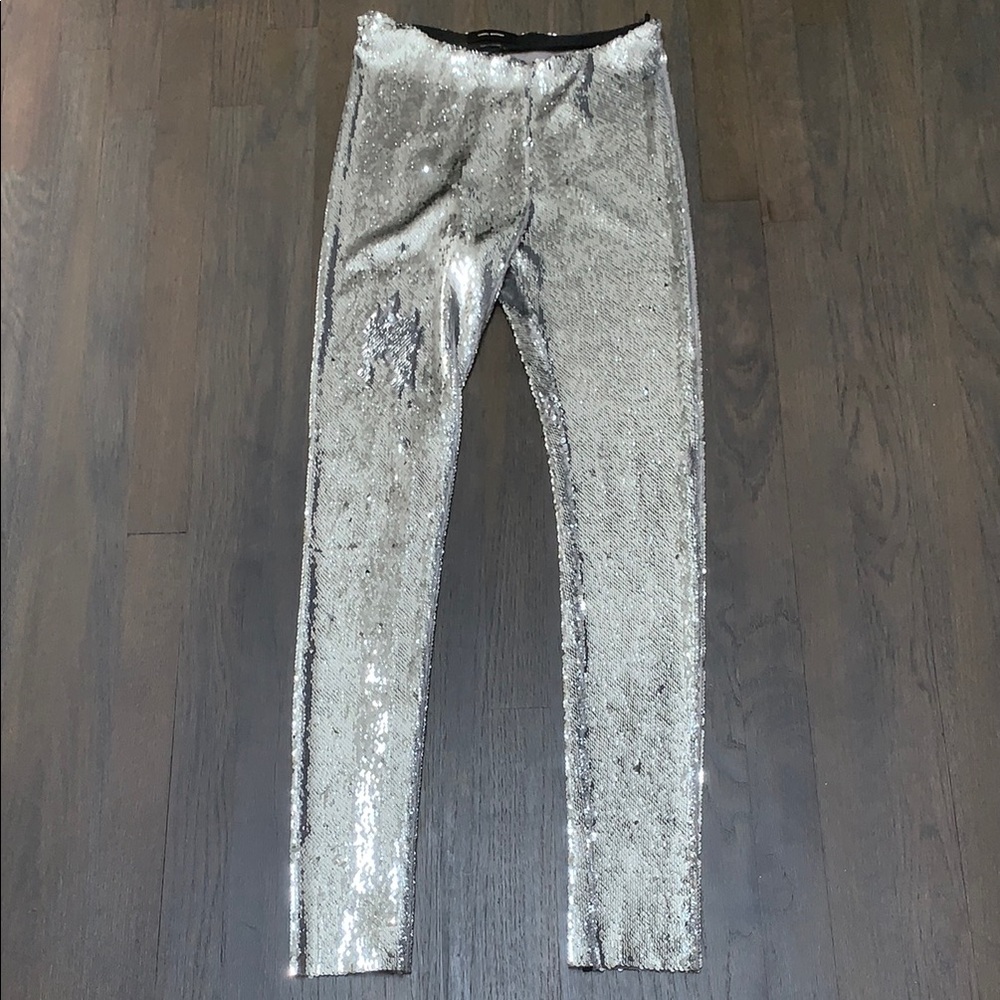 Isabel Marant Silver Metallic Velvet Leggings